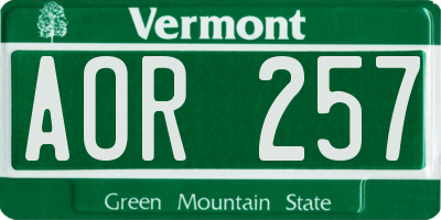 VT license plate AOR257