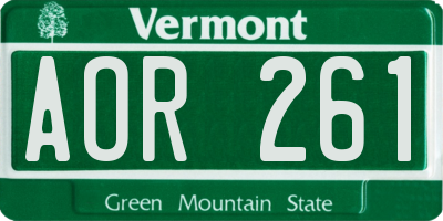 VT license plate AOR261