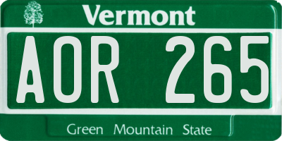 VT license plate AOR265