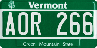 VT license plate AOR266
