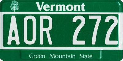 VT license plate AOR272