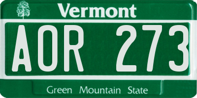 VT license plate AOR273