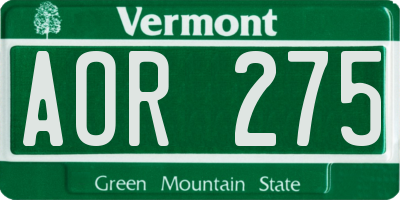 VT license plate AOR275