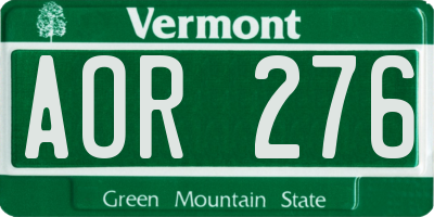 VT license plate AOR276