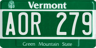 VT license plate AOR279