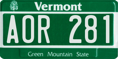 VT license plate AOR281