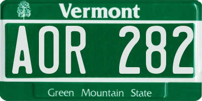 VT license plate AOR282