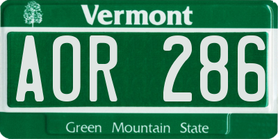VT license plate AOR286