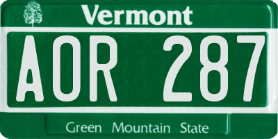 VT license plate AOR287