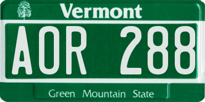 VT license plate AOR288