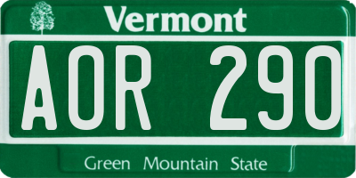 VT license plate AOR290