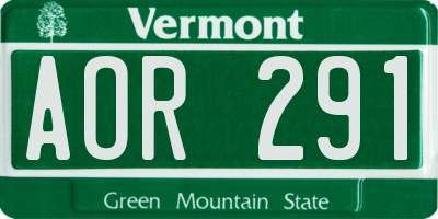 VT license plate AOR291