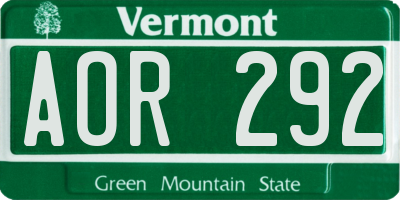 VT license plate AOR292