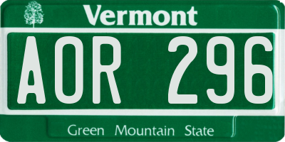 VT license plate AOR296