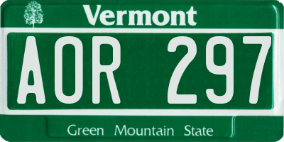 VT license plate AOR297