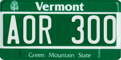 VT license plate AOR300