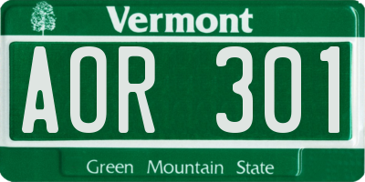 VT license plate AOR301