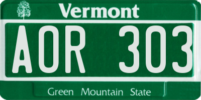 VT license plate AOR303