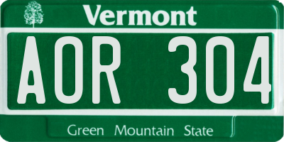 VT license plate AOR304