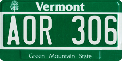 VT license plate AOR306