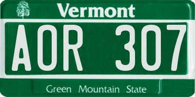 VT license plate AOR307