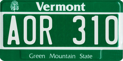 VT license plate AOR310