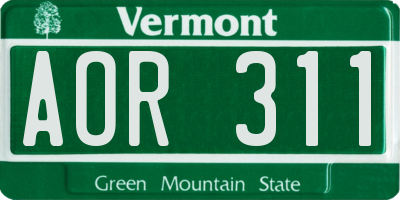 VT license plate AOR311