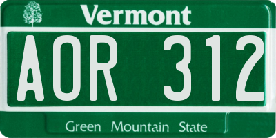 VT license plate AOR312