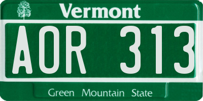 VT license plate AOR313