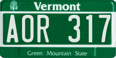 VT license plate AOR317