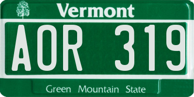 VT license plate AOR319