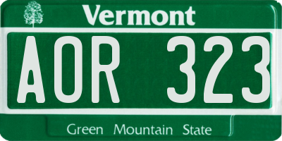 VT license plate AOR323