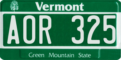 VT license plate AOR325