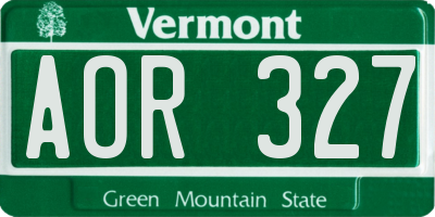 VT license plate AOR327