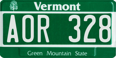 VT license plate AOR328
