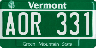 VT license plate AOR331
