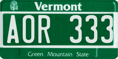 VT license plate AOR333
