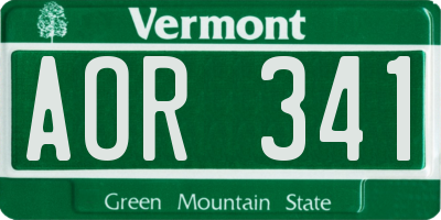 VT license plate AOR341
