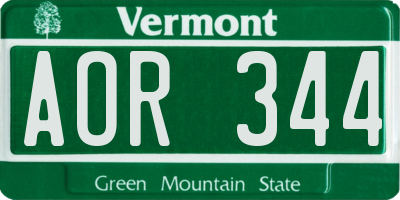 VT license plate AOR344