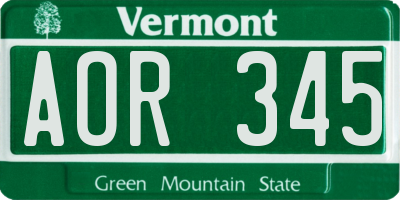 VT license plate AOR345