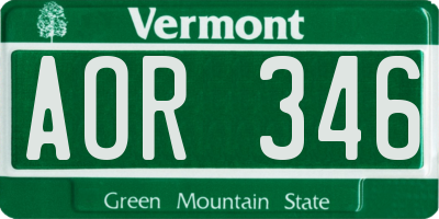 VT license plate AOR346