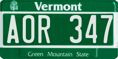 VT license plate AOR347