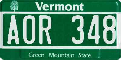 VT license plate AOR348