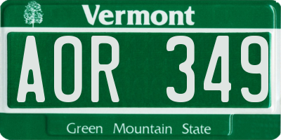 VT license plate AOR349
