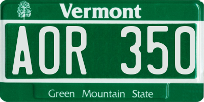 VT license plate AOR350