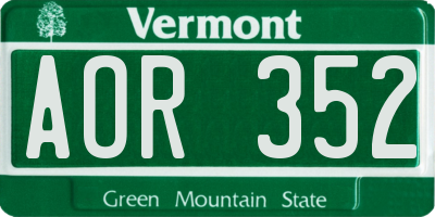 VT license plate AOR352