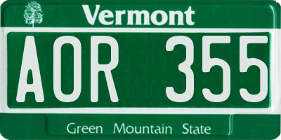 VT license plate AOR355