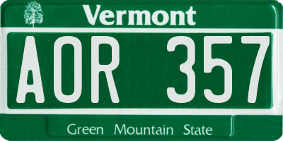 VT license plate AOR357