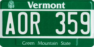 VT license plate AOR359