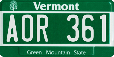 VT license plate AOR361